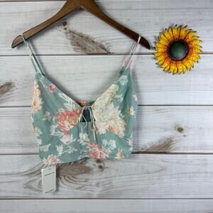 Abercrombie‎ & Fitch Floral Cami Top Sleeveless Crop Top Green Pink Medium